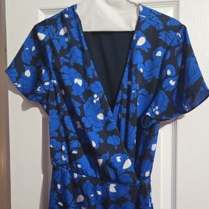 Banana Republic Blue Floral Wrap Dress